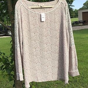 Loft Outlet Grey&Pink Floral Blouse